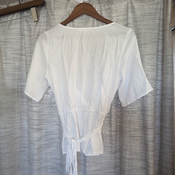 Mi Ami Tie Waist Wrap Front Linen Top - Picture 5 of 5